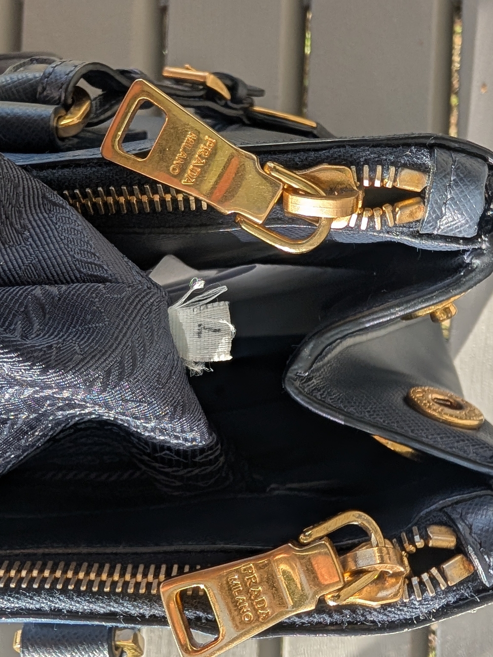 Prada Navy Saffiano Leather Tote with Gold Hardware - Picture 8 of 16